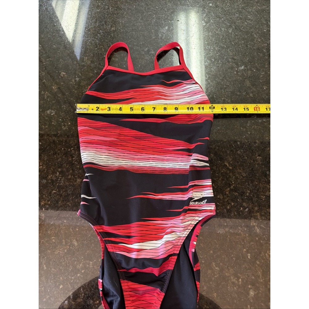 Red Black Speedo Endurance Swimsuit Bathing Suit Size 30 One Piece Swim Team - Picture 4 of 5
